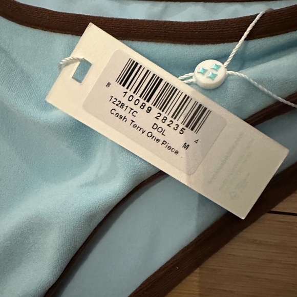 Frankie's Bikinis Light Blue and Brown One Piece Swimsuit - Picture 7 of 8